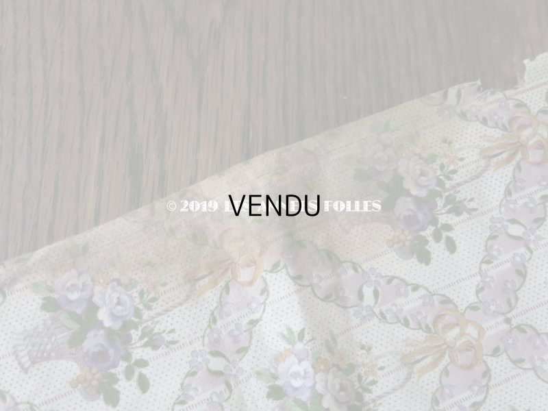 画像7: 未使用 1930年代 アンティーク  ローズパニエ柄 ファブリック 薄紫 78×310cm