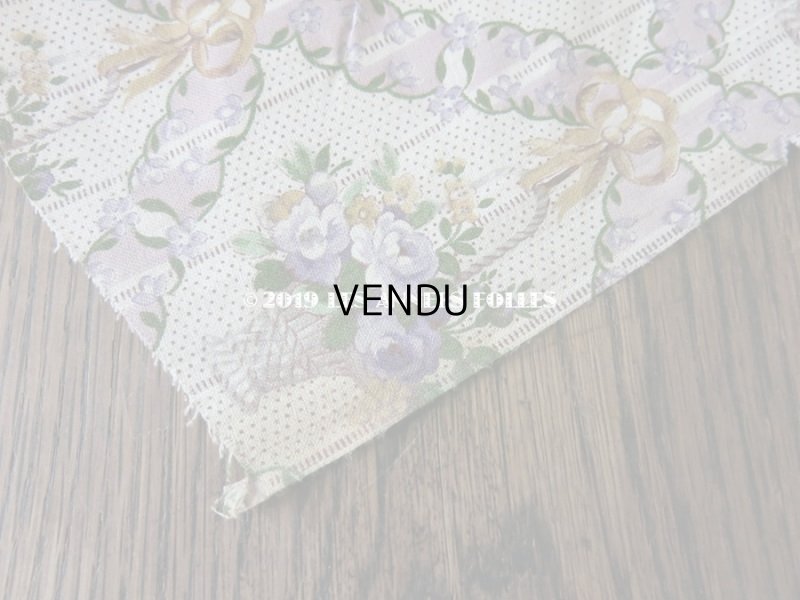 画像18: 未使用 1930年代 アンティーク  ローズパニエ柄 ファブリック 薄紫 78×310cm