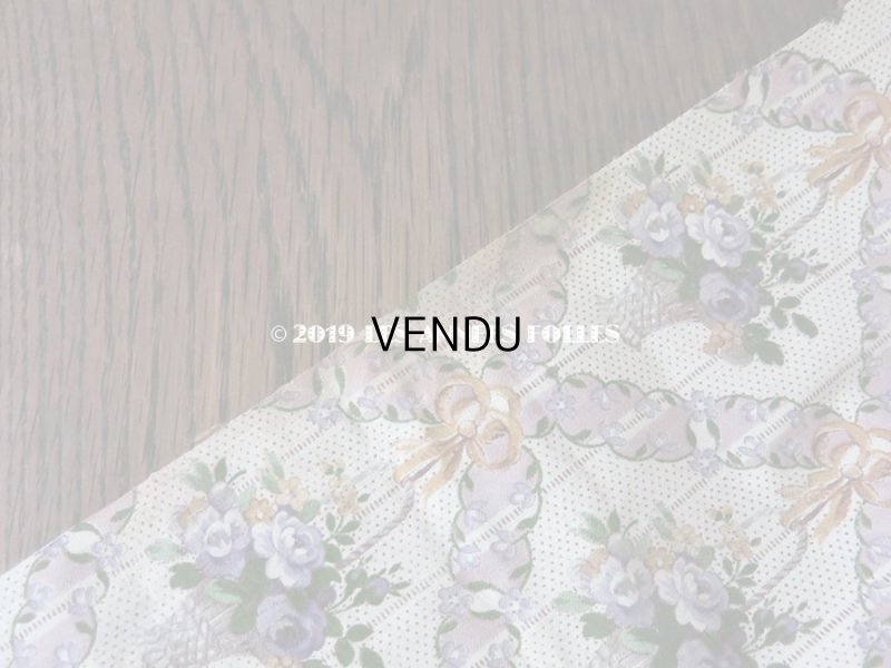 画像9: 未使用 1930年代 アンティーク  ローズパニエ柄 ファブリック 薄紫 78×310cm