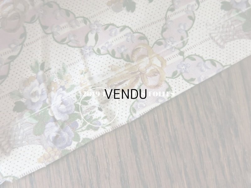 画像17: 未使用 1930年代 アンティーク  ローズパニエ柄 ファブリック 薄紫 78×310cm