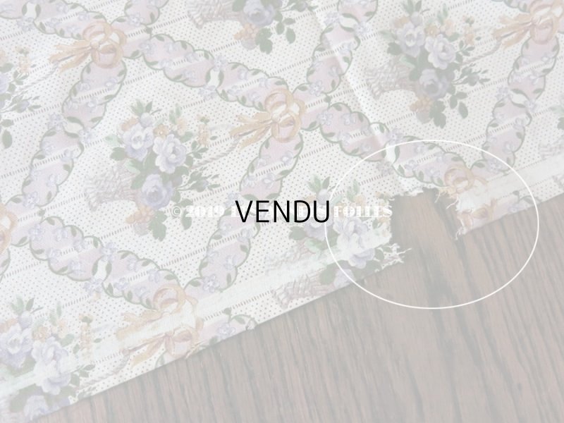 画像14: 未使用 1930年代 アンティーク  ローズパニエ柄 ファブリック 薄紫 78×310cm