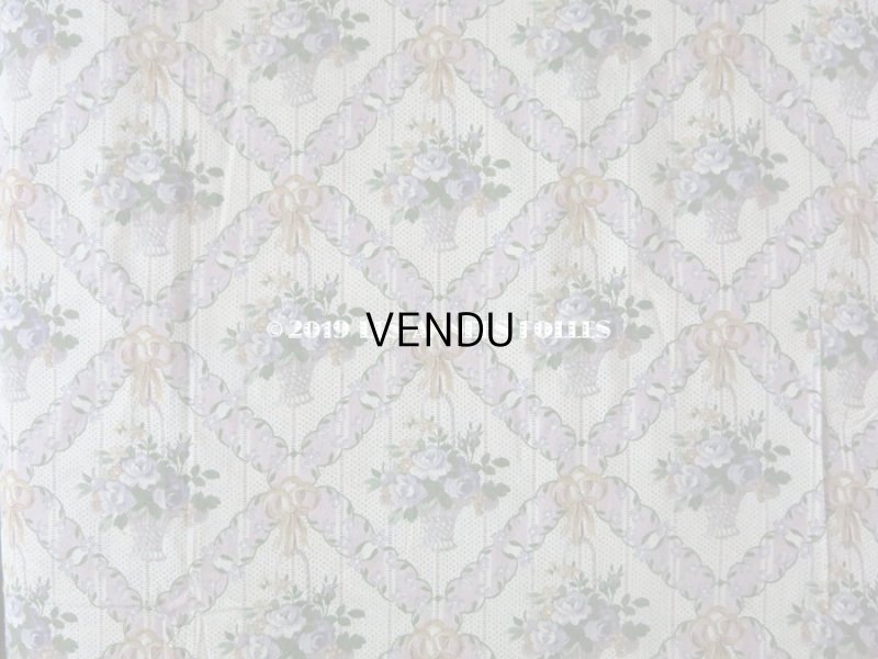 画像3: 未使用 1930年代 アンティーク  ローズパニエ柄 ファブリック 薄紫 78×310cm