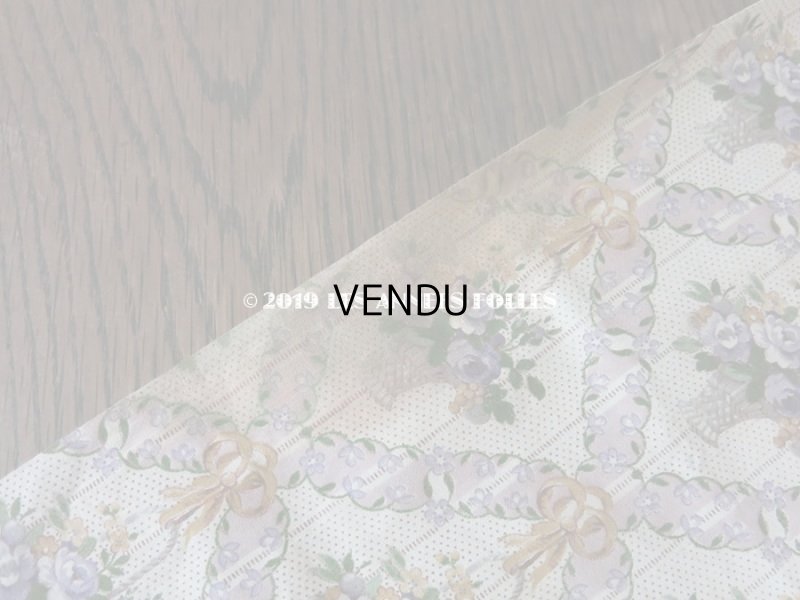 画像10: 未使用 1930年代 アンティーク  ローズパニエ柄 ファブリック 薄紫 78×310cm