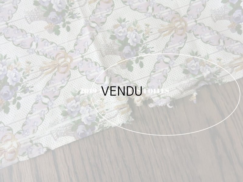 画像15: 未使用 1930年代 アンティーク  ローズパニエ柄 ファブリック 薄紫 78×310cm