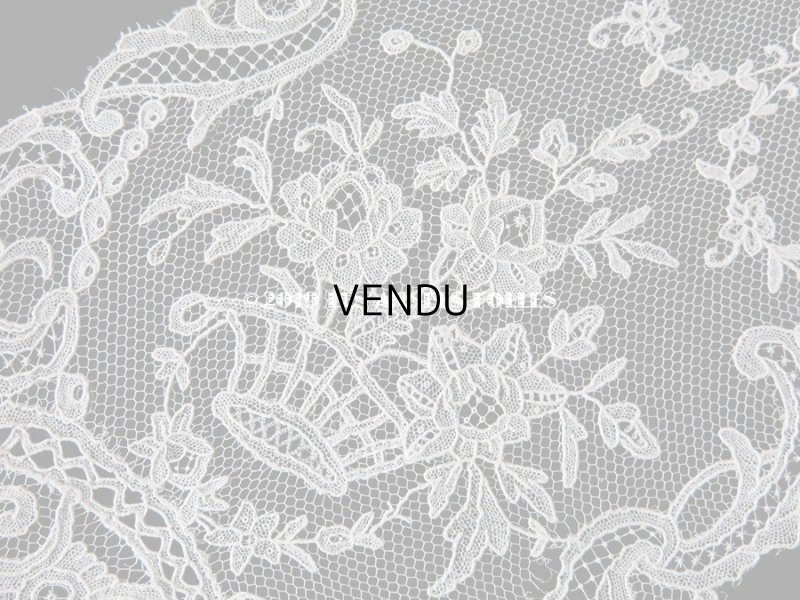 画像7: 19世紀　アンティーク 結婚式のバルブ・ド・ボネ 白い鳩 & 蝶々 & 花かご アプリカシオン・ブリュッセル (ポワン・ド・ガーズ)　