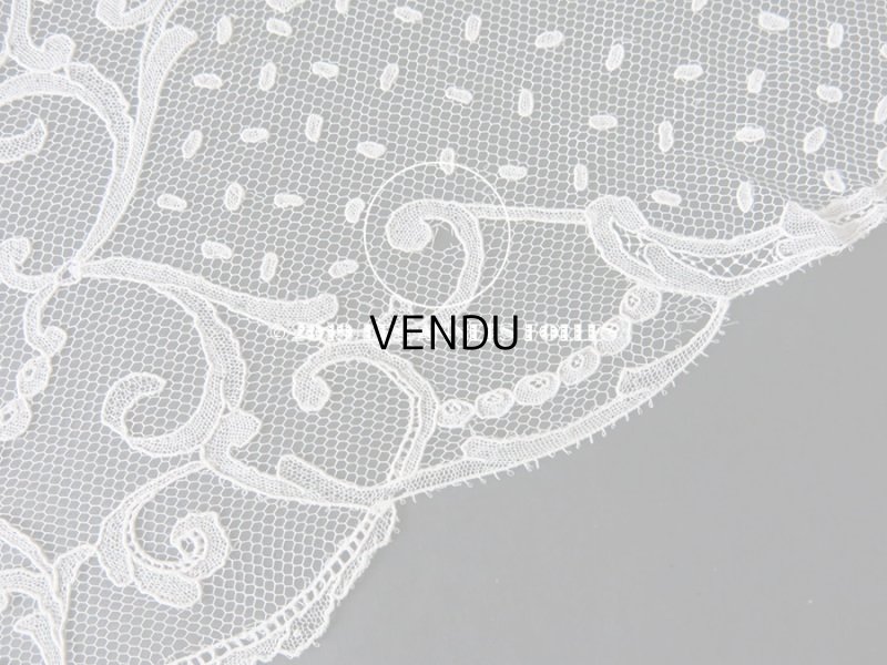 画像6: 19世紀　アンティーク 結婚式のバルブ・ド・ボネ 白い鳩 & 蝶々 & 花かご アプリカシオン・ブリュッセル (ポワン・ド・ガーズ)　