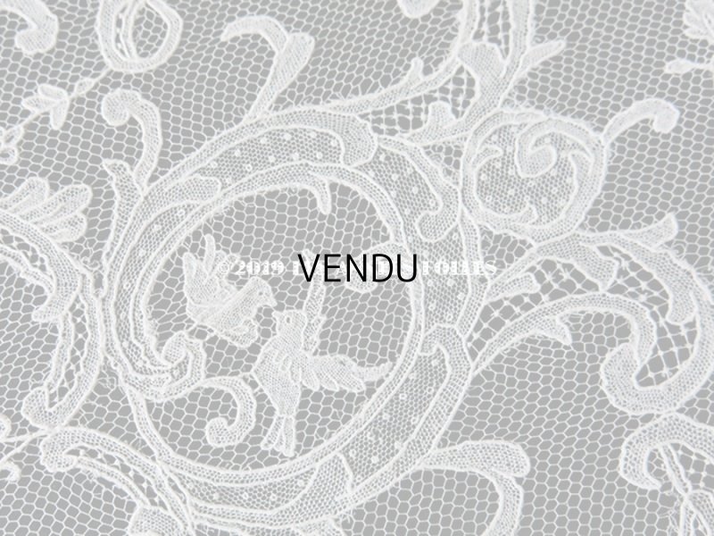 画像9: 19世紀　アンティーク 結婚式のバルブ・ド・ボネ 白い鳩 & 蝶々 & 花かご アプリカシオン・ブリュッセル (ポワン・ド・ガーズ)　