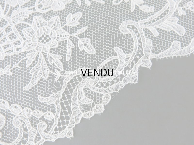 画像8: 19世紀　アンティーク 結婚式のバルブ・ド・ボネ 白い鳩 & 蝶々 & 花かご アプリカシオン・ブリュッセル (ポワン・ド・ガーズ)　