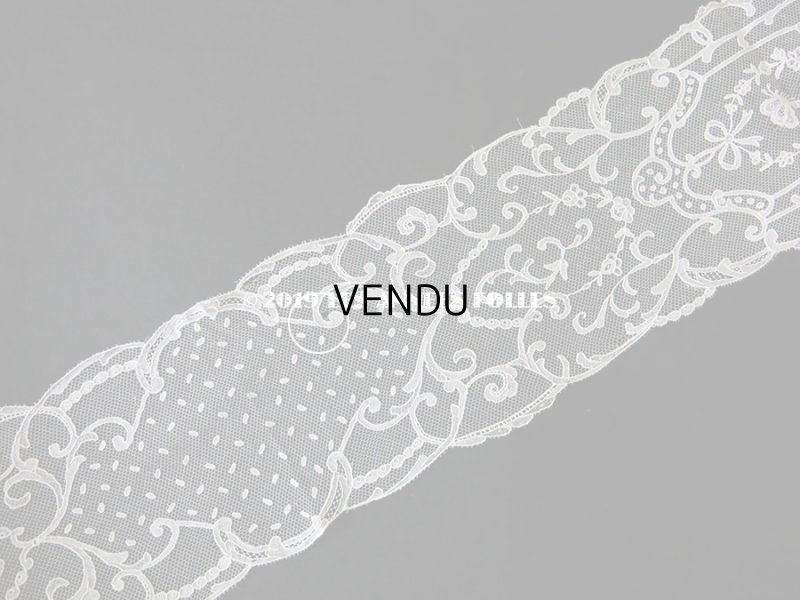 画像3: 19世紀　アンティーク 結婚式のバルブ・ド・ボネ 白い鳩 & 蝶々 & 花かご アプリカシオン・ブリュッセル (ポワン・ド・ガーズ)　