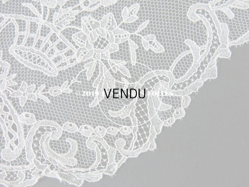 画像5: 19世紀　アンティーク 結婚式のバルブ・ド・ボネ 白い鳩 & 蝶々 & 花かご アプリカシオン・ブリュッセル (ポワン・ド・ガーズ)　