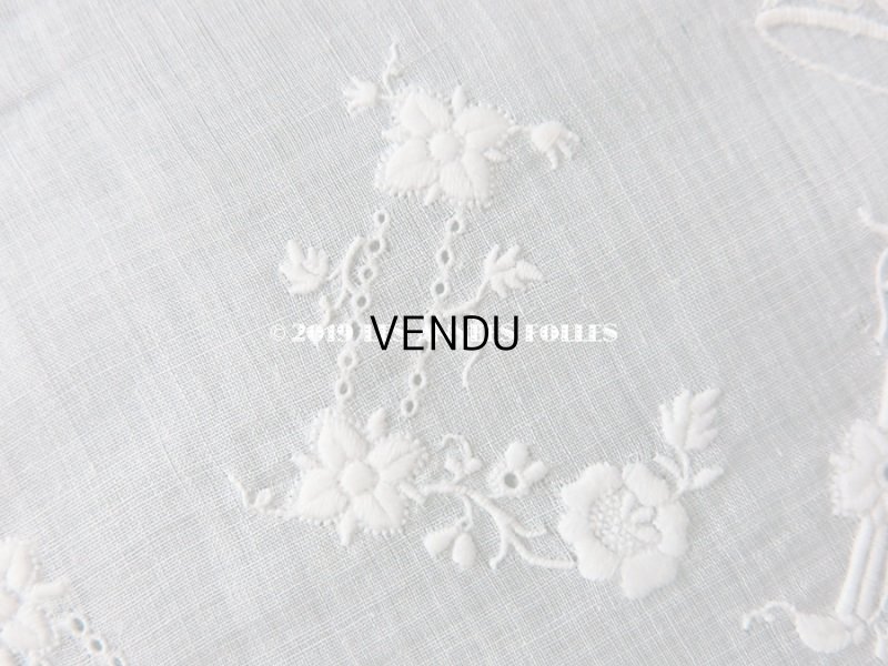 画像6: 新品同様 19世紀 アンティーク  結婚式のハンカチ 王冠とモノグラムのホワイトワーク & ヴァランシエンヌレース