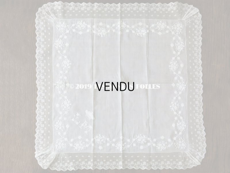 画像8: 新品同様 19世紀 アンティーク  結婚式のハンカチ 王冠とモノグラムのホワイトワーク & ヴァランシエンヌレース