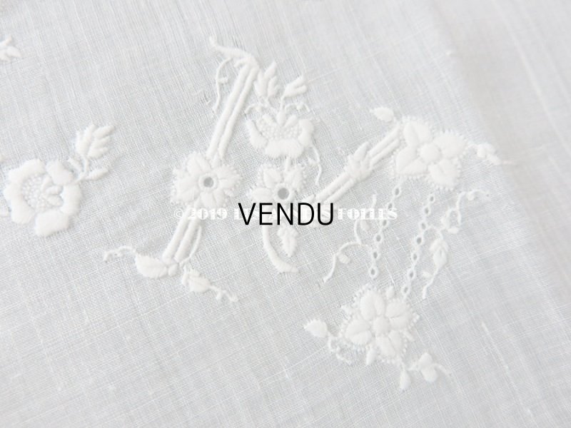 画像7: 新品同様 19世紀 アンティーク  結婚式のハンカチ 王冠とモノグラムのホワイトワーク & ヴァランシエンヌレース
