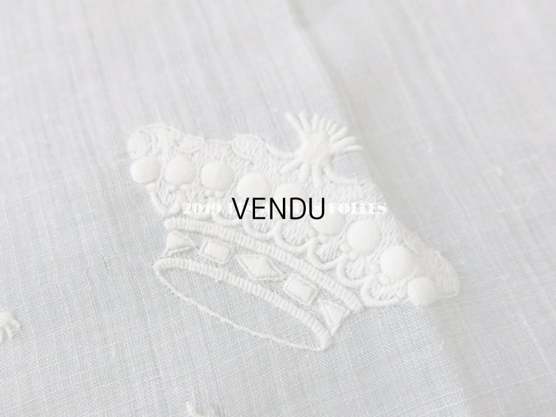 画像5: 新品同様 19世紀 アンティーク  結婚式のハンカチ 王冠とモノグラムのホワイトワーク & ヴァランシエンヌレース