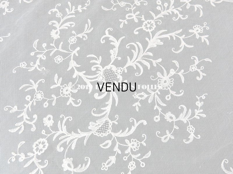 画像7: 19世紀　アンティーク バテム（洗礼式)用の大きなヴェール アプリカシオン・アングレテール　255×54cm