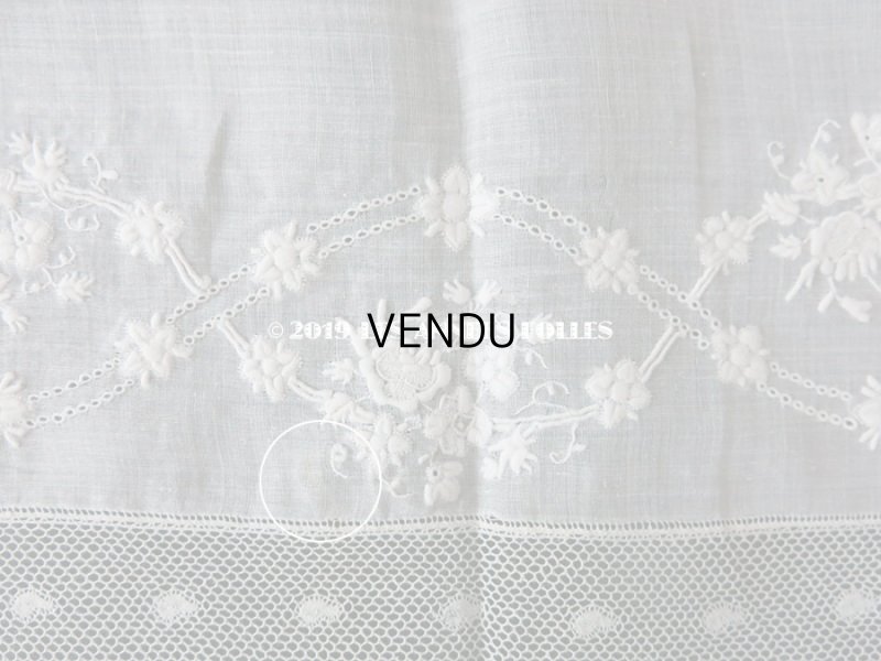 画像10: 新品同様 19世紀 アンティーク  結婚式のハンカチ 王冠とモノグラムのホワイトワーク & ヴァランシエンヌレース