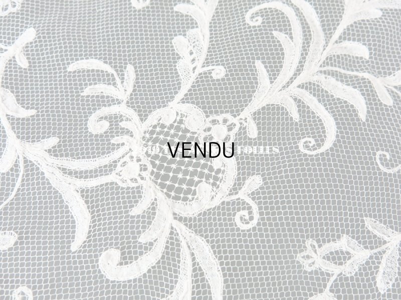 画像8: 19世紀　アンティーク バテム（洗礼式)用の大きなヴェール アプリカシオン・アングレテール　255×54cm