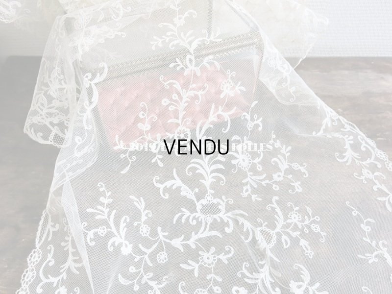 画像3: 19世紀　アンティーク バテム（洗礼式)用の大きなヴェール アプリカシオン・アングレテール　255×54cm