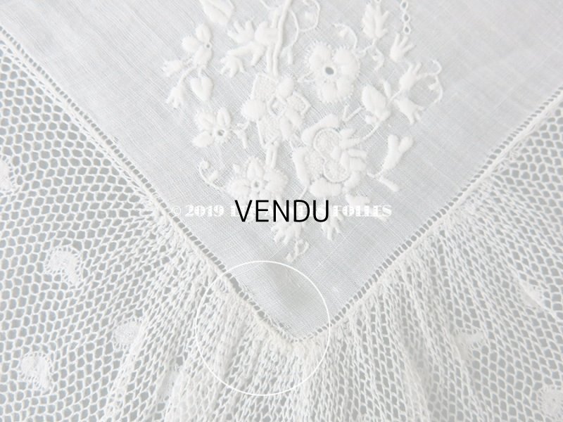 画像9: 新品同様 19世紀 アンティーク  結婚式のハンカチ 王冠とモノグラムのホワイトワーク & ヴァランシエンヌレース