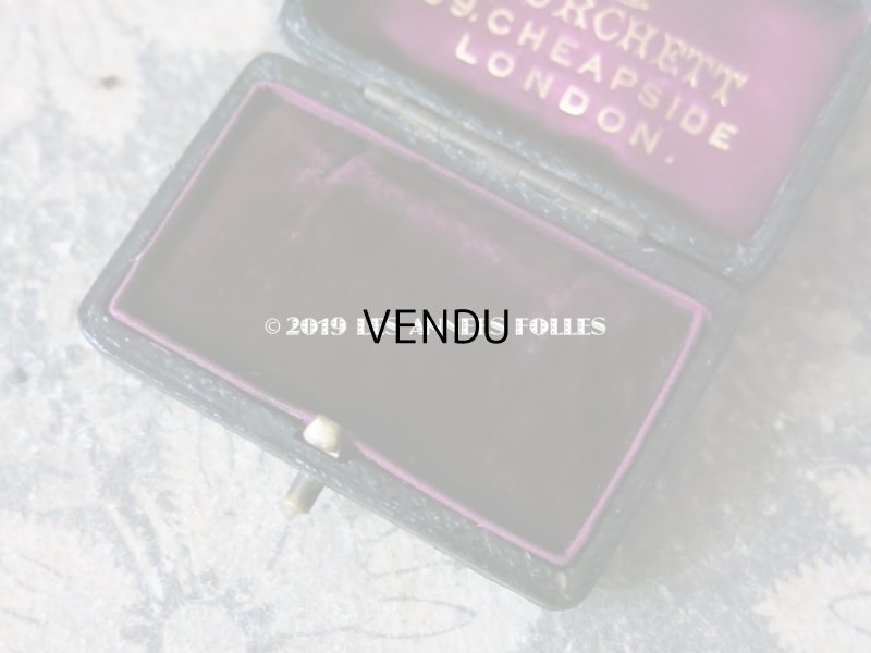 画像4: アンティーク 本革製 王冠のジュエリーボックス  ピアス用　深紫のベルベット