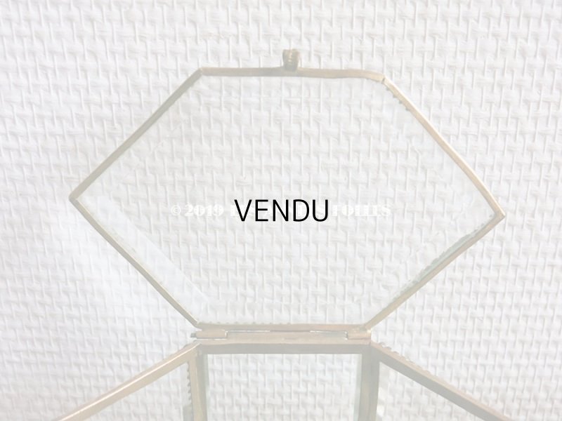 画像5: 19世紀 アンティーク 大きなジュエリーボックス 6角形 淡いブルーのクッション