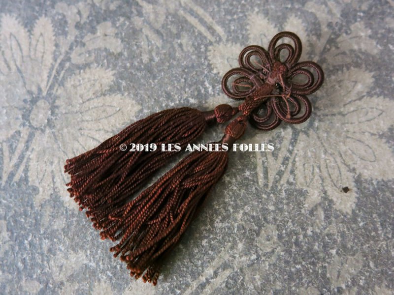 画像5: 未使用　19世紀末 アンティーク 小さなタッセル ブラウン パスマントリー 