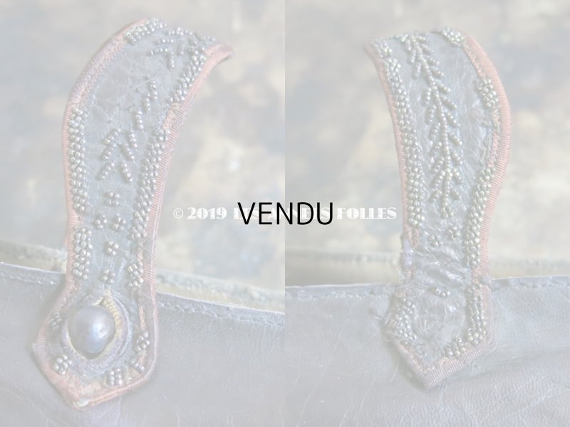 画像6: 19世紀末 アンティーク シューズ メタルビーズの刺繍 ブラウン