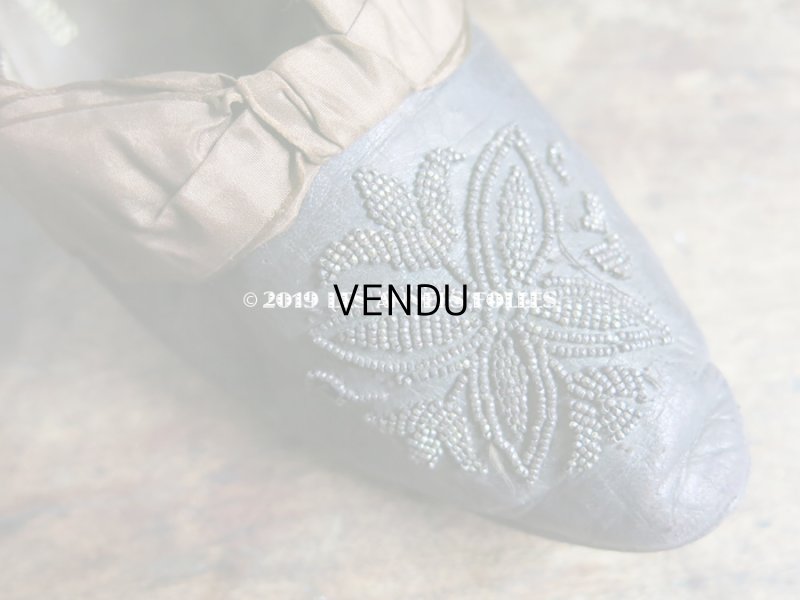 画像5: 19世紀末 アンティーク シューズ メタルビーズの刺繍 ブラウン