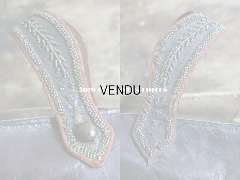 画像9: 19世紀末 アンティーク シューズ メタルビーズの刺繍 ブラウン