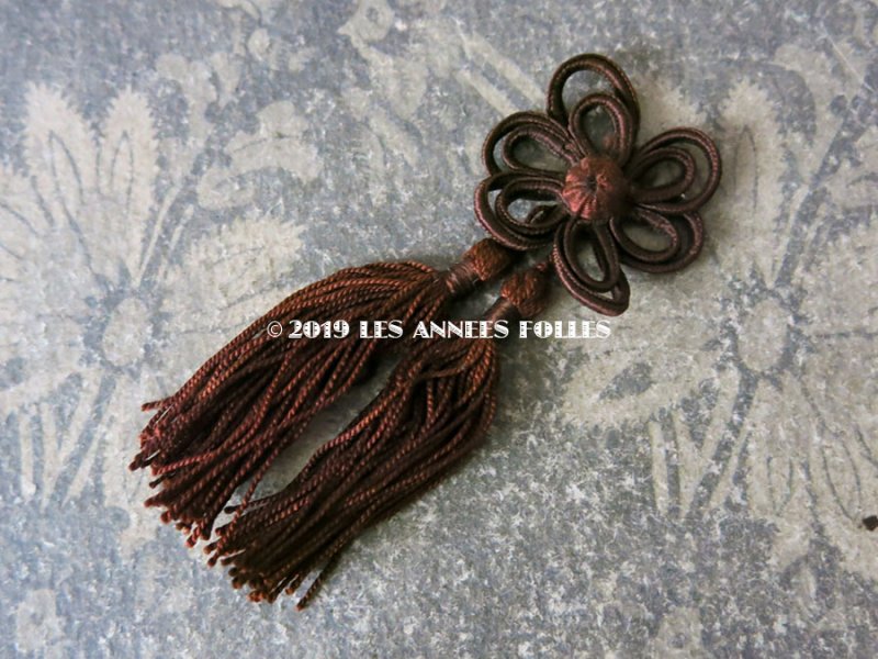 画像8: 未使用　19世紀末 アンティーク 小さなタッセル ブラウン パスマントリー 