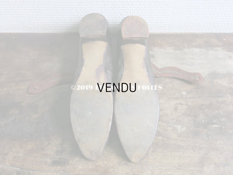 画像3: 19世紀末 アンティーク シューズ メタルビーズの刺繍 ブラウン