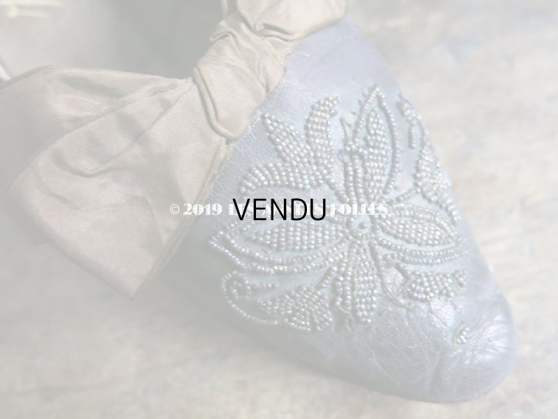 画像8: 19世紀末 アンティーク シューズ メタルビーズの刺繍 ブラウン