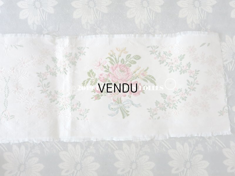 画像4: 19世紀 アンティーク シルク製 ジャガード織リボン 薔薇のブーケの刺繍入り 96cm