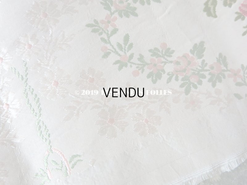 画像6: 19世紀 アンティーク シルク製 ジャガード織リボン 薔薇のブーケの刺繍入り 96cm