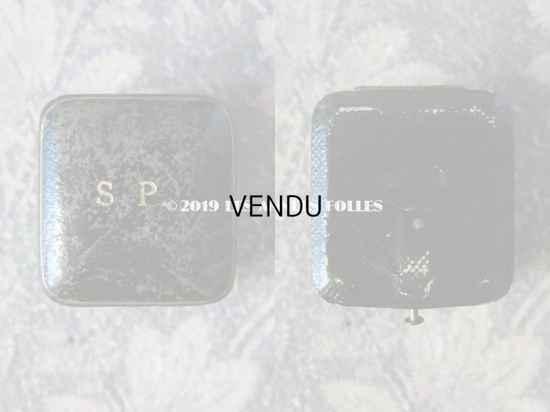 画像3: アンティーク 本革製 ジュエリーボックス イニシャル 【S.P.】 リングボックス 黒 