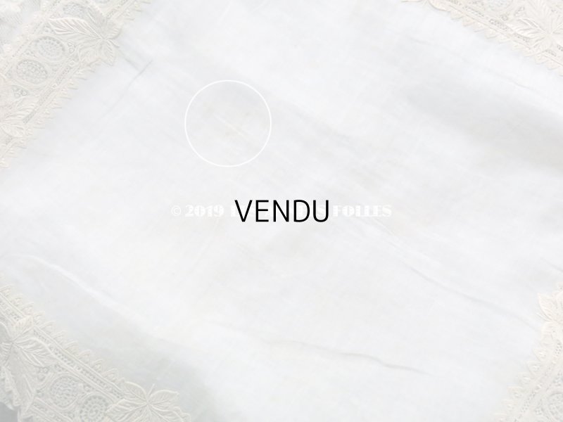 画像19:  19世紀 アンティーク  結婚式のハンカチ リーフ柄&モノグラム【LR】 のホワイトワーク & 手編みのヴァランシエンヌレース