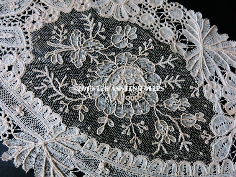 画像7: 未使用 19世紀末 アンティーク 大きな胸飾り  ポワン・ド・ローズ & デュシェスレース  【ポワン・ド・ローズ】【ポワン・ド・ガーズ】