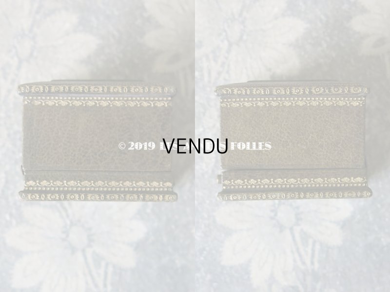 画像5: アンティーク 本革製 ジュエリーボックス 金彩入り カーキ リングボックス