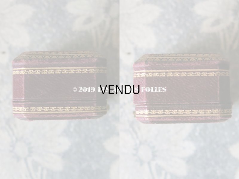 画像6: アンティーク 本革製 ジュエリーボックス 金彩入り ボルドー ピアス用ボックス