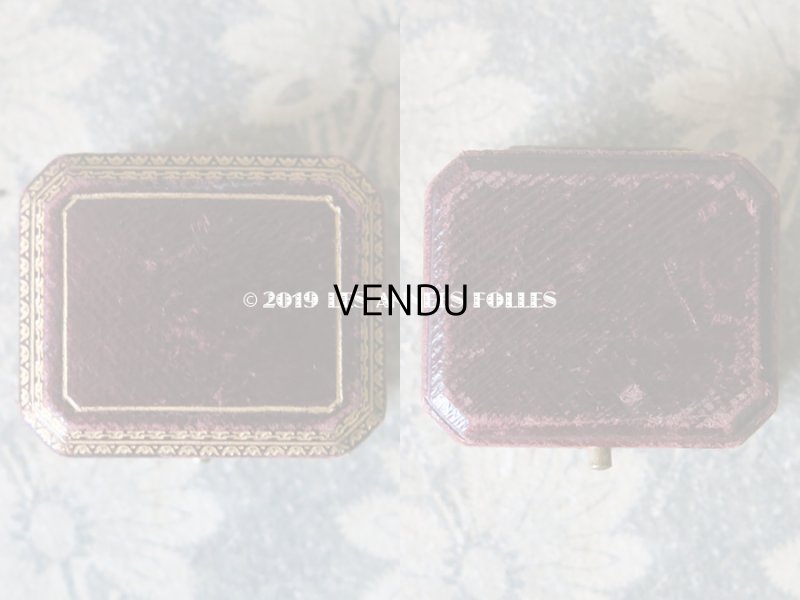 画像4: アンティーク 本革製 ジュエリーボックス 金彩入り ボルドー ピアス用ボックス