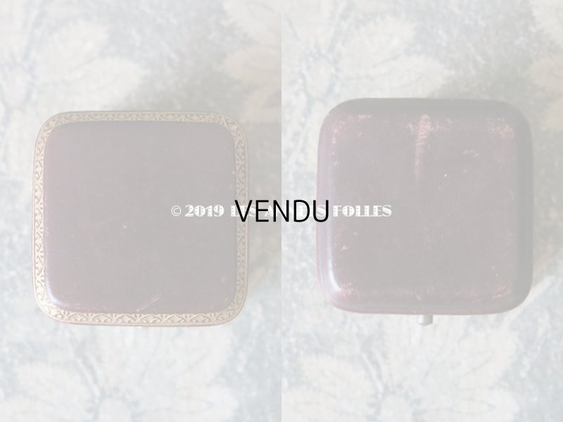 画像3: アンティーク 本革製 ジュエリーボックス 金彩入り ボルドー リングボックス
