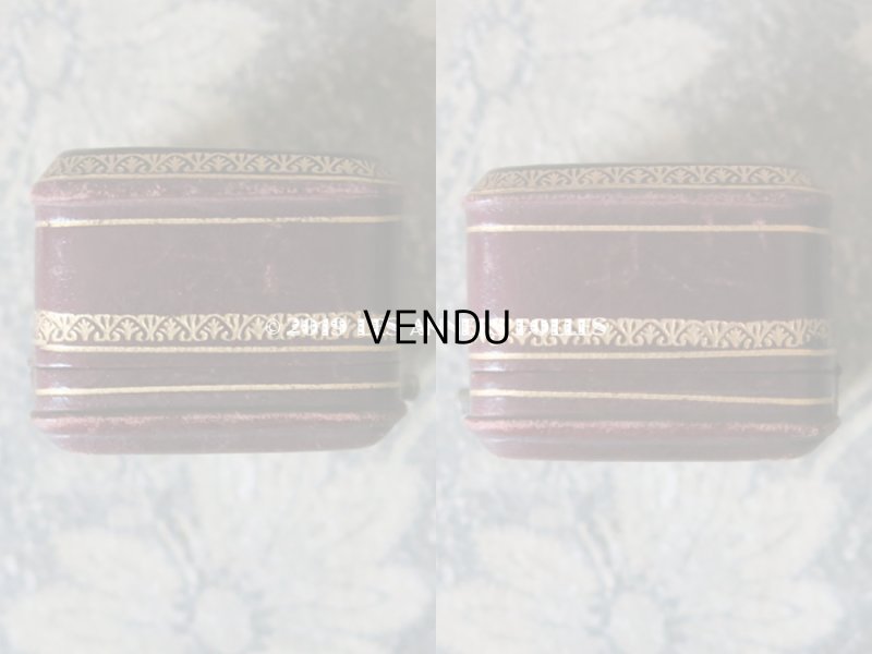 画像5: アンティーク 本革製 ジュエリーボックス 金彩入り ボルドー リングボックス