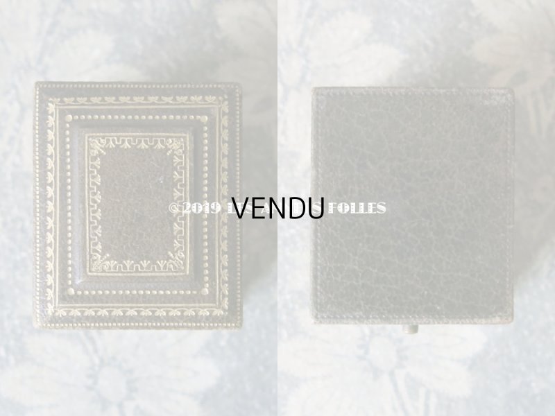 画像3: アンティーク 本革製 ジュエリーボックス 金彩入り カーキ リングボックス