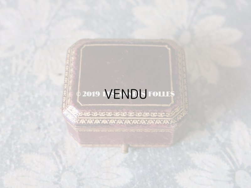 画像3: アンティーク 本革製 ジュエリーボックス 金彩入り ボルドー ピアス用ボックス