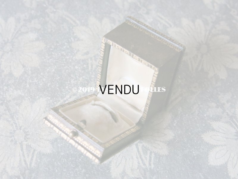 画像6: アンティーク 本革製 ジュエリーボックス 金彩入り カーキ リングボックス