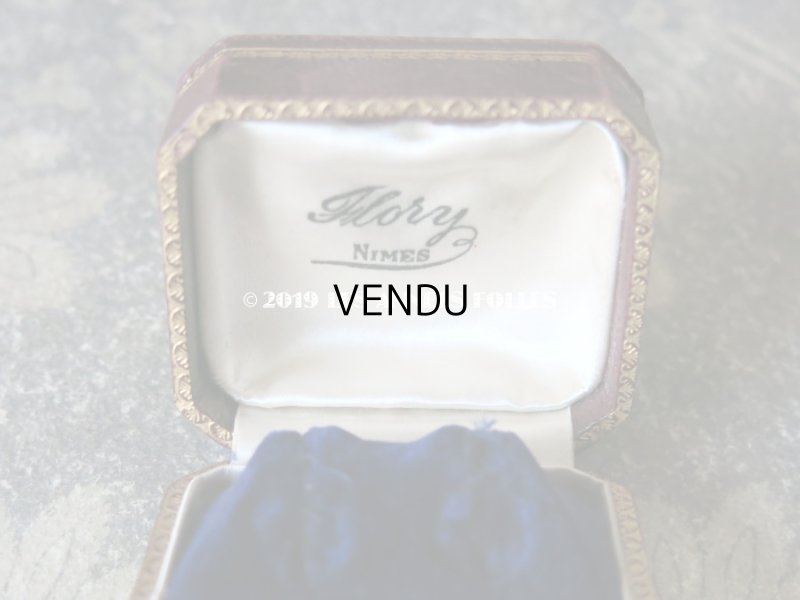 画像9: アンティーク 本革製 ジュエリーボックス 金彩入り ボルドー ピアス用ボックス