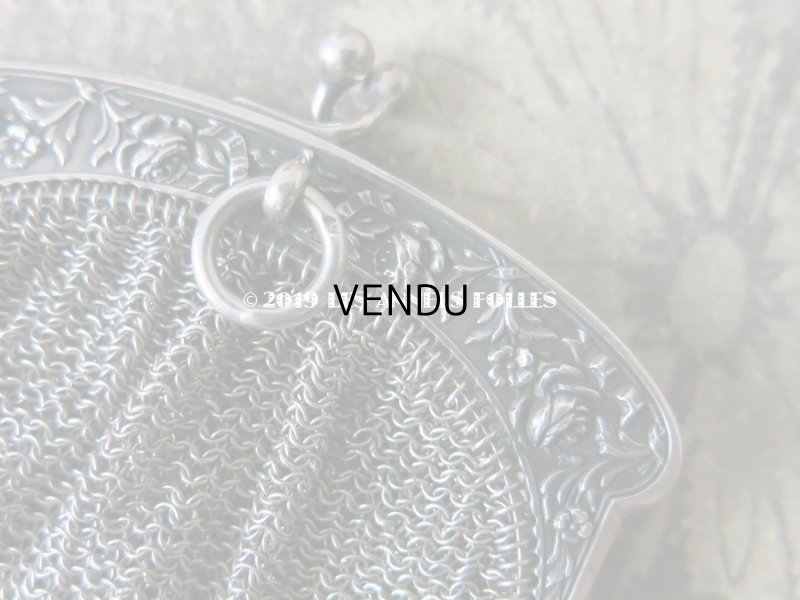 画像7: 1900年代 アンティーク シルバー製 メタルメッシュ コインケース 内ポケット付 薔薇とリボンのガーランド