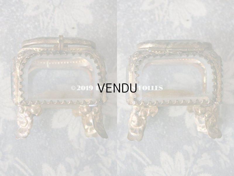 画像6: アンティーク 小さなジュエリーボックス スモーキーイエローのシルク製クッション