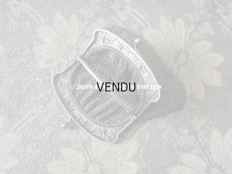 画像3: 1900年代 アンティーク シルバー製 メタルメッシュ コインケース 内ポケット付 薔薇とリボンのガーランド