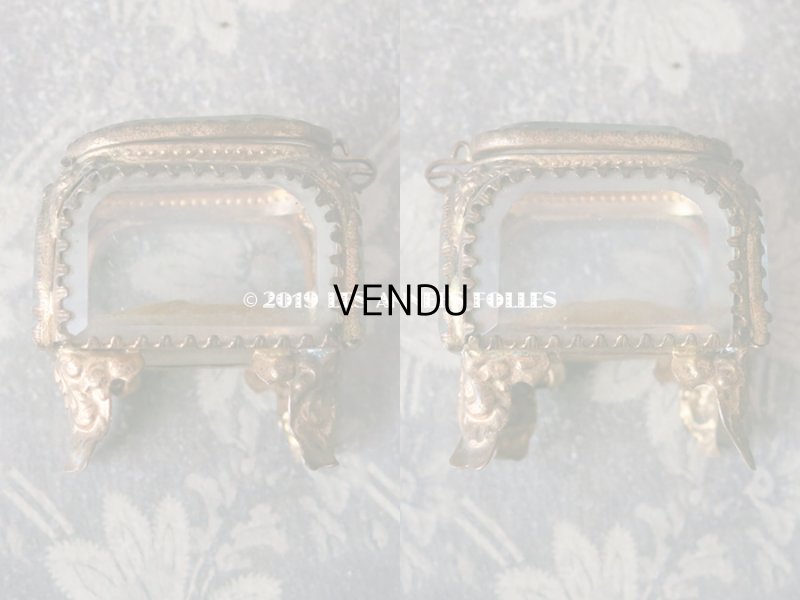 画像7: アンティーク 小さなジュエリーボックス スモーキーイエローのシルク製クッション